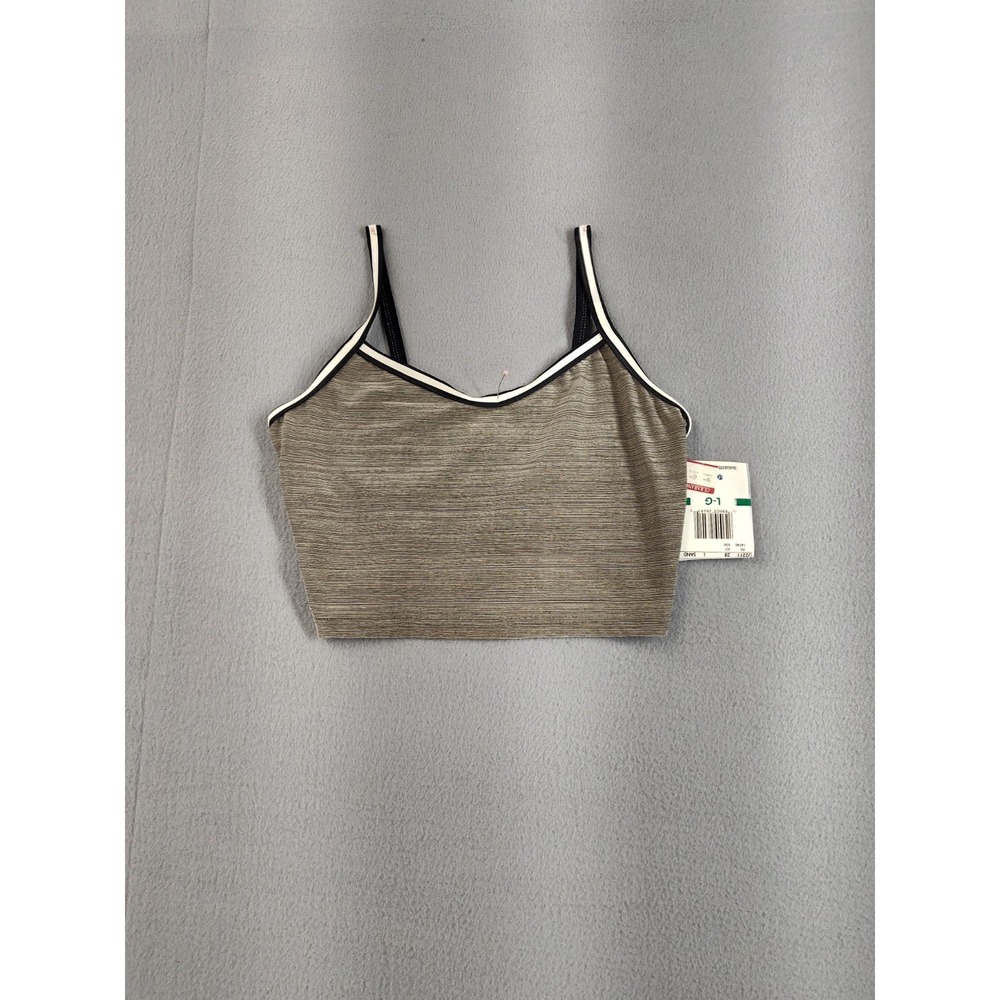 Jantzen Women Swimwear‎ Top L Sand White Trim V Neck Straps Pullover